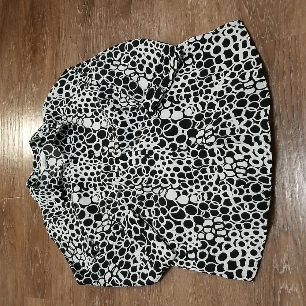 (14) ALIA Geometric Print Top Collared Contemporary Abstract Business Casual
